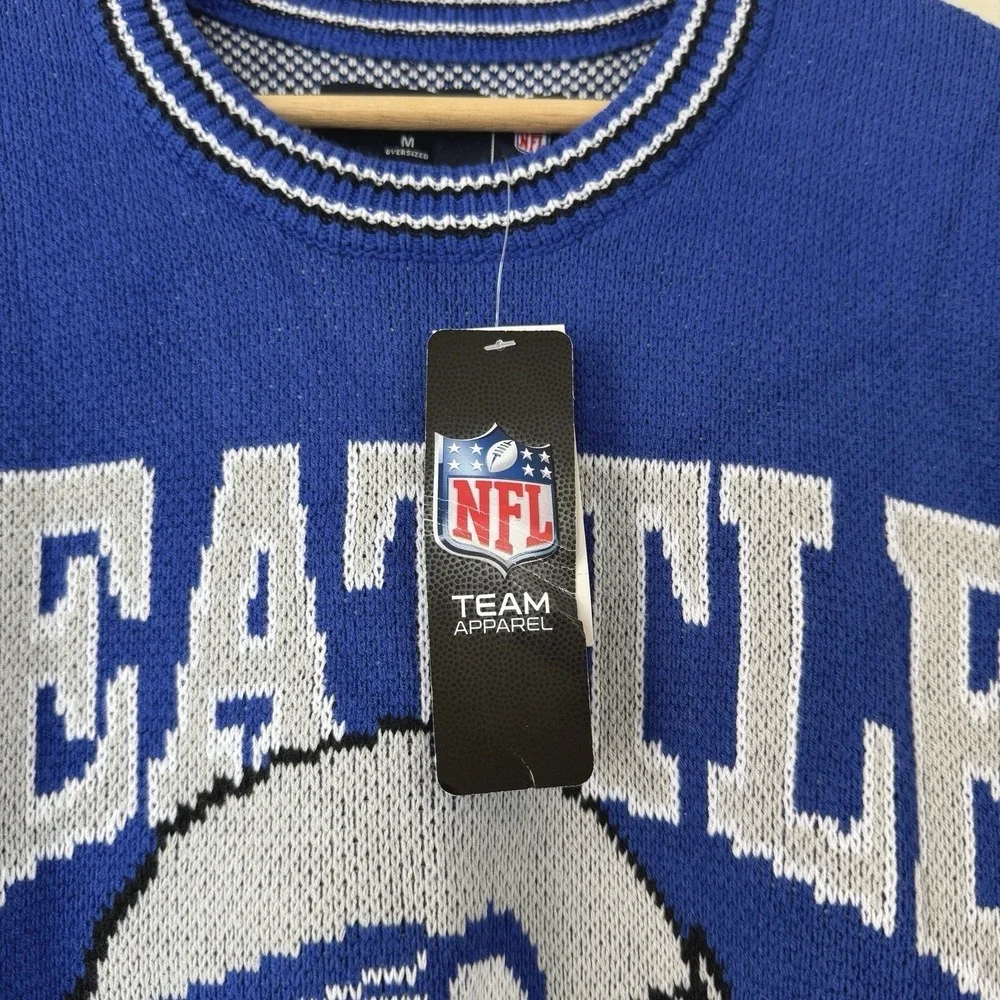 NWT Abercrombie Fitch Seattle Seahawks Blue Knit Sweater Sweatshirt - Medium